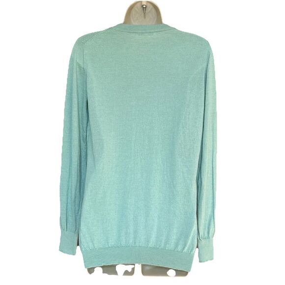 Ann Mashburn Size L Womens V-neck 100% Cashmere Sweater Pullover Mint Green - Picture 2 of 11